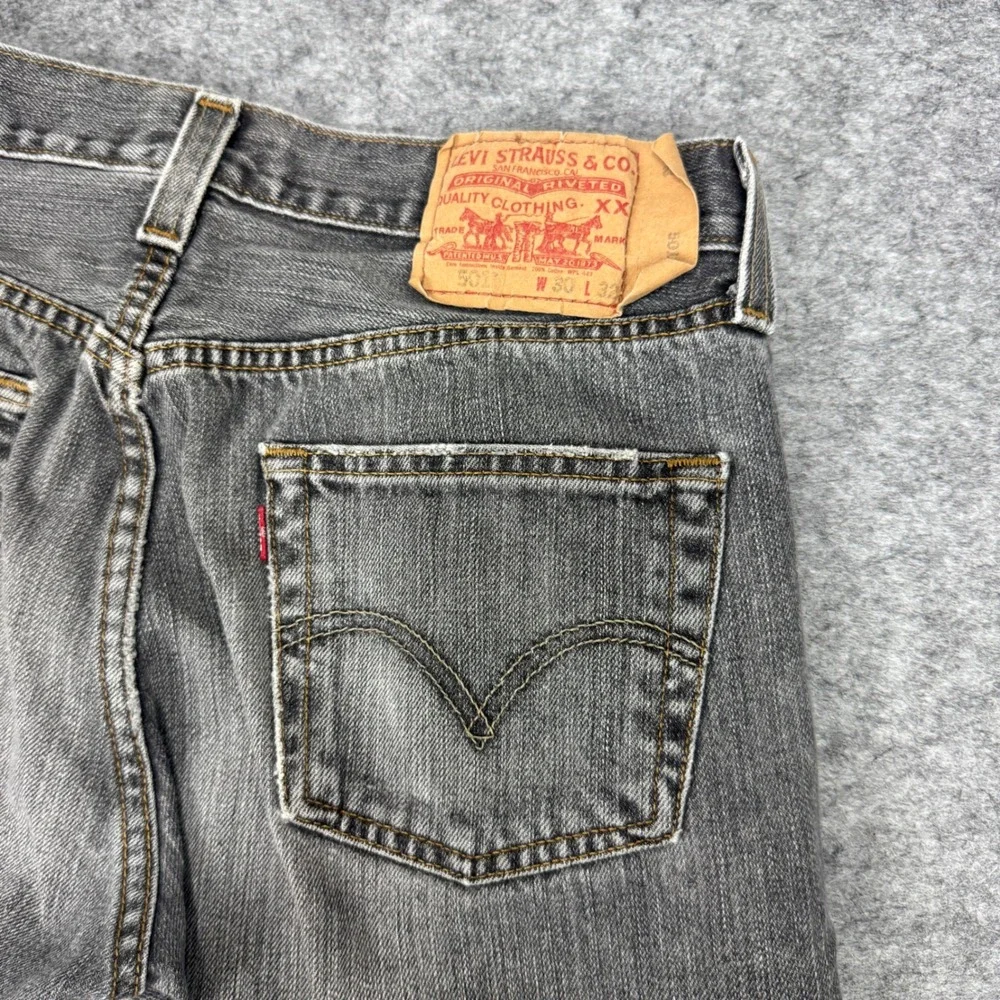 Levis 501 Mens Jeans Gray Straight Leg‎ Button Fly Denim Pants W30 L32 Y2K 2009